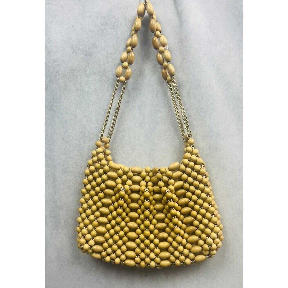 Vintage 1960’s Wooden Bead Handbag Purse Chain Strap Made in Japan An Exclusive - Picture 3 of 13